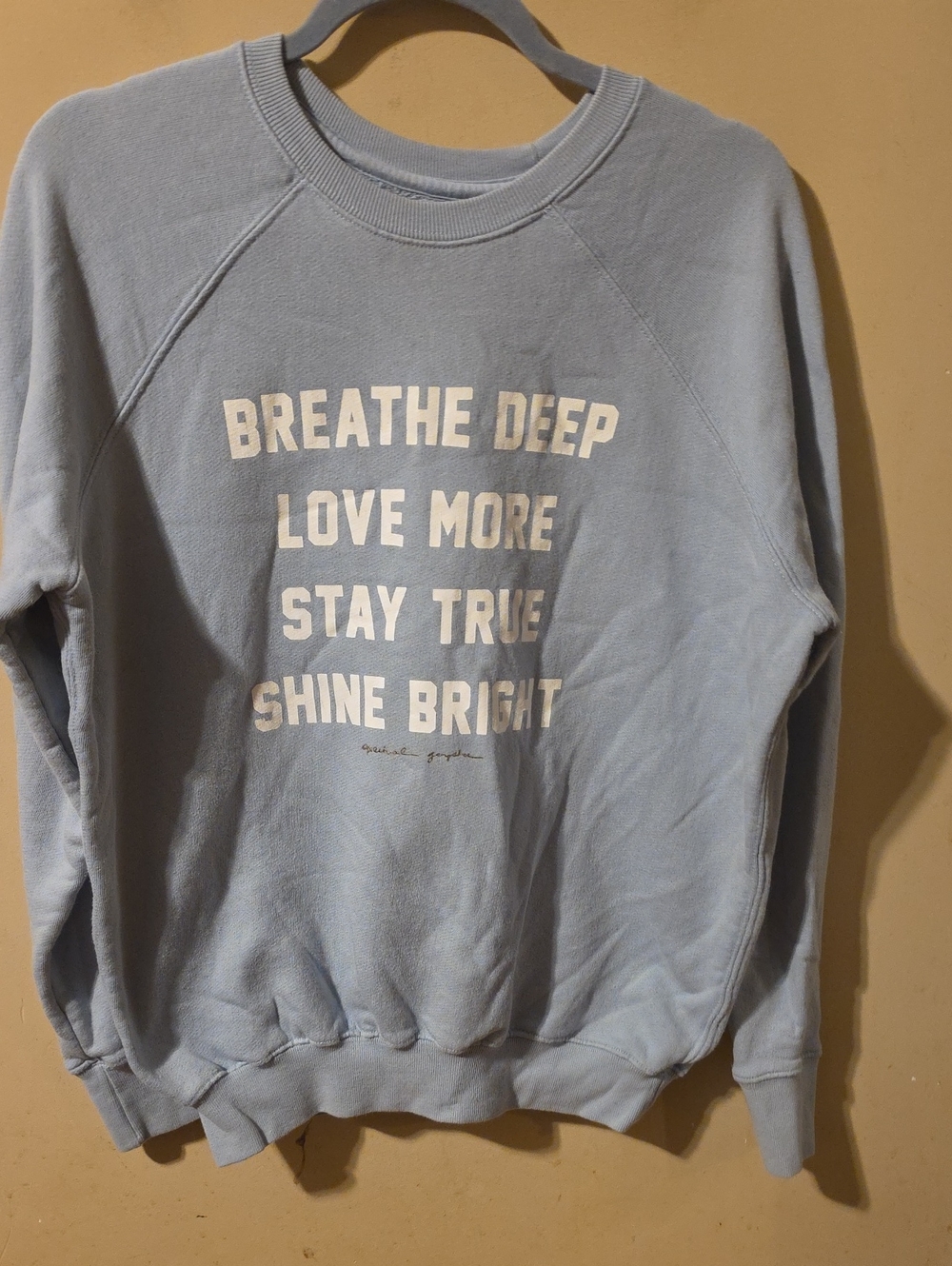 Spiritual Gangster Light Blue Crewneck Sweatshirt with White Text